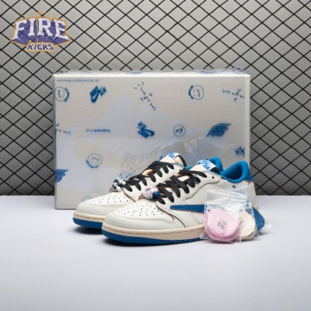 Jordan 1 Retro Low OG SP Fragment x Travis Scott Sail Military Blue DM7866-104 Unisex
