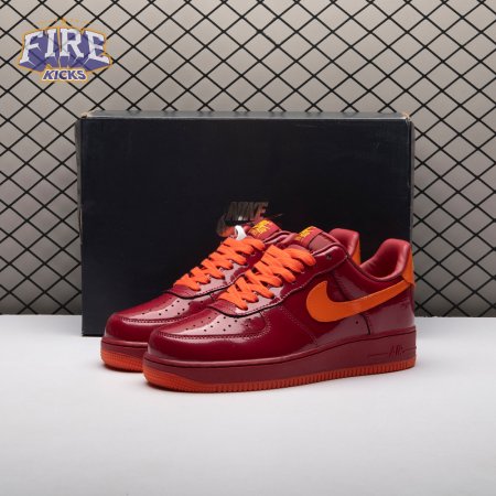 Nike Air Force 1 Low Patent Leather Dark Team Red Safety Orange IO4489-601 Unisex