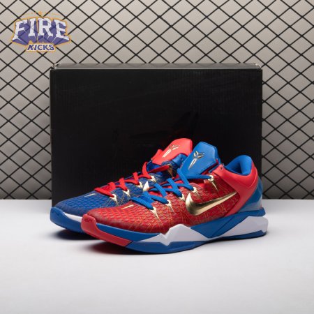 Nike Zoom Kobe 7 RLX Red Blue Metallic Gold 488371-406 Men's