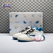 Jordan 1 Retro Low OG SP Fragment x Travis Scott Sail Military Blue DM7866-104 Unisex