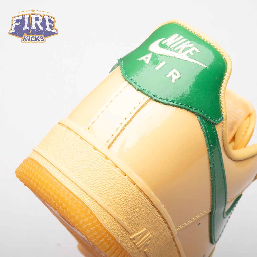 Nike Air Force 1 Low Patent Leather Topaz Gold Pine Green IO4489-700 Unisex
