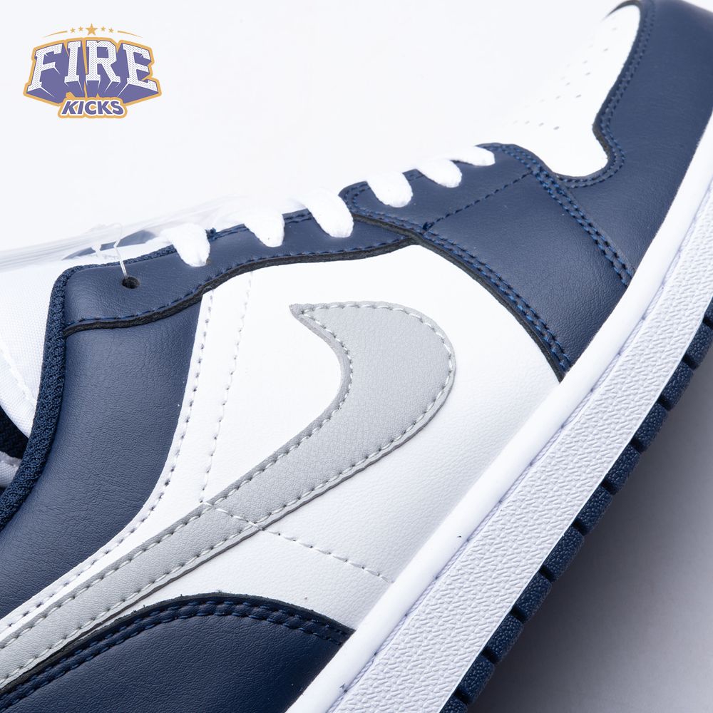 Jordan 1 Low Wolf Grey Midnight Navy 553558-141 Unisex
