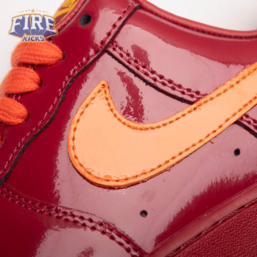 Nike Air Force 1 Low Patent Leather Dark Team Red Safety Orange IO4489-601 Unisex