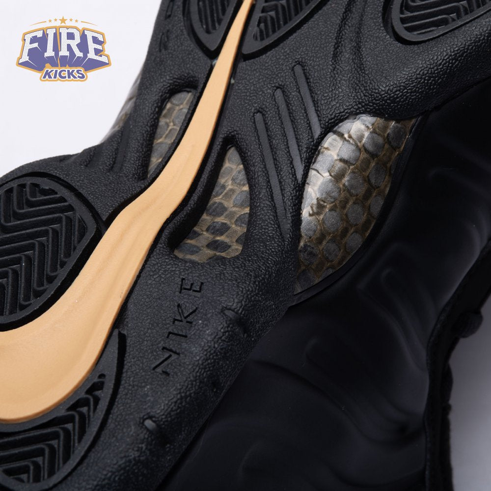 Nike Air Foamposite Pro Black Metallic Gold 624041-009 Unisex