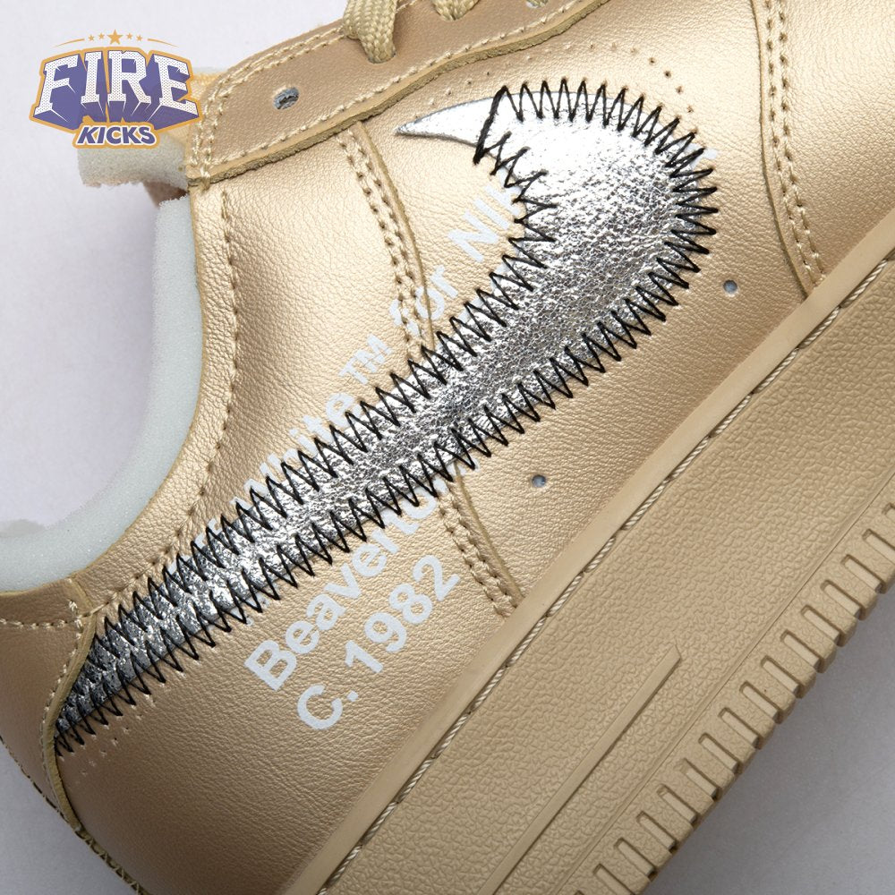 Off-White x Nike Air Force 1 07 Low Metal Gold OW Silver DX1419-900 Unisex