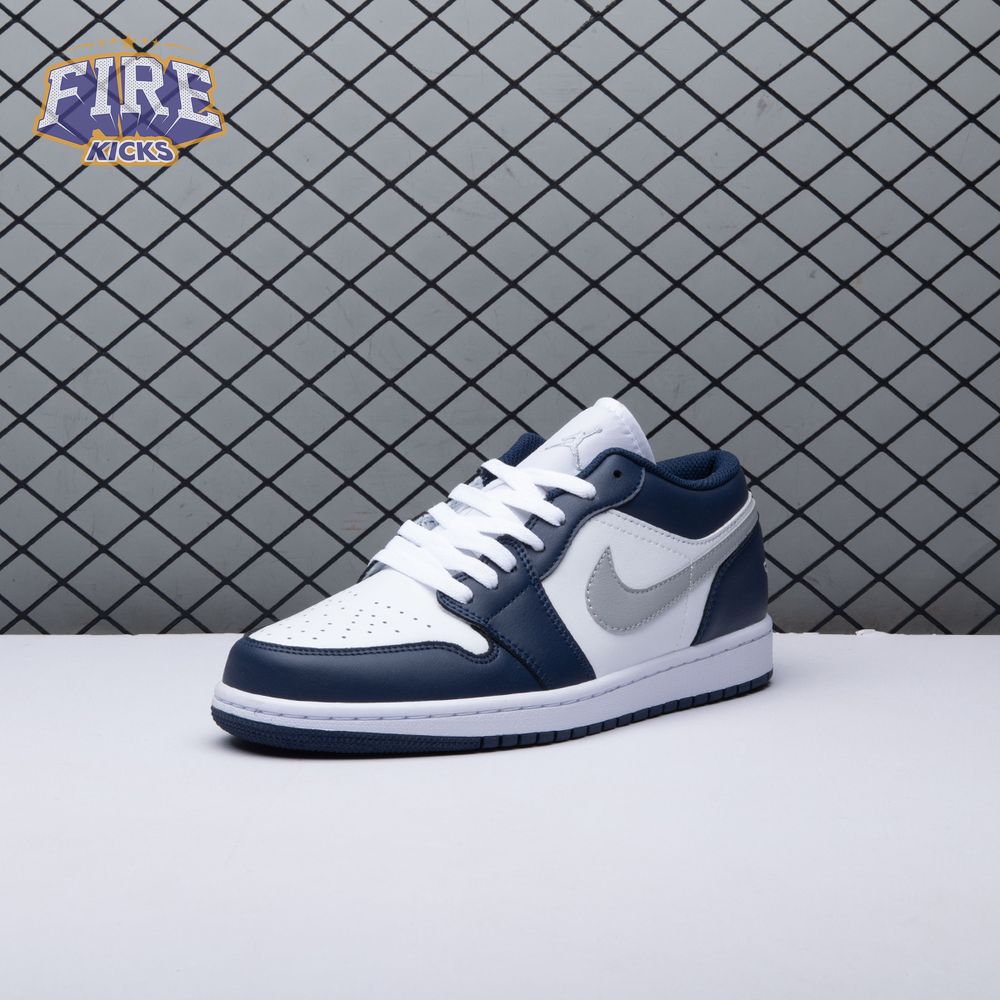 Jordan 1 Low Wolf Grey Midnight Navy 553558-141 Unisex