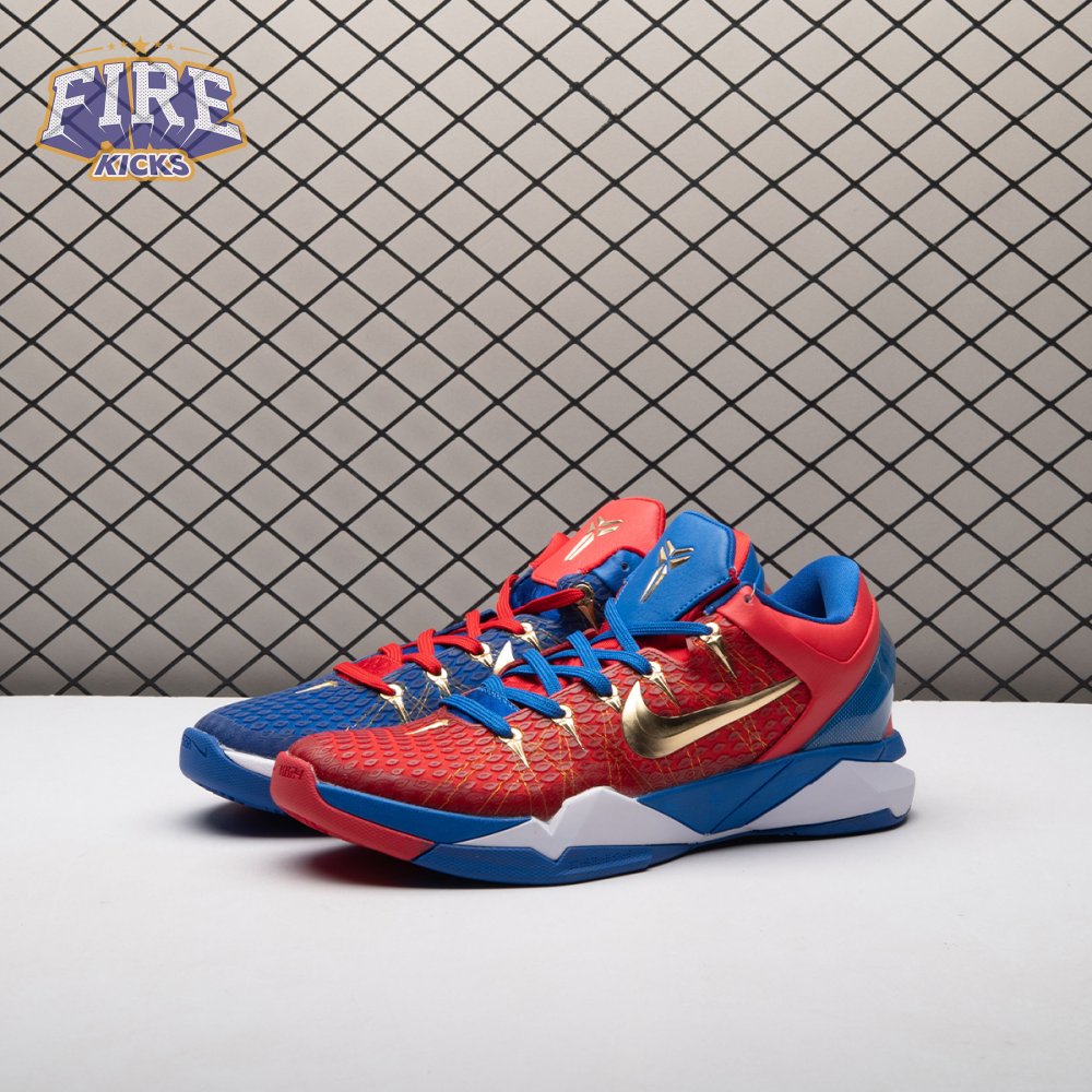 Nike Zoom Kobe 7 RLX Red Blue Metallic Gold 488371-406 Men's