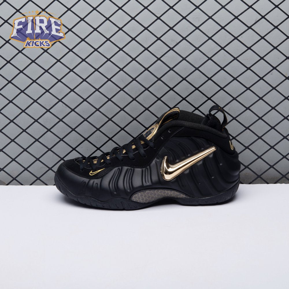 Nike Air Foamposite Pro Black Metallic Gold 624041-009 Unisex