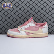 Travis Scott x Air Jordan 1 Low OG Pink Beige Red DM7866-600 Unisex