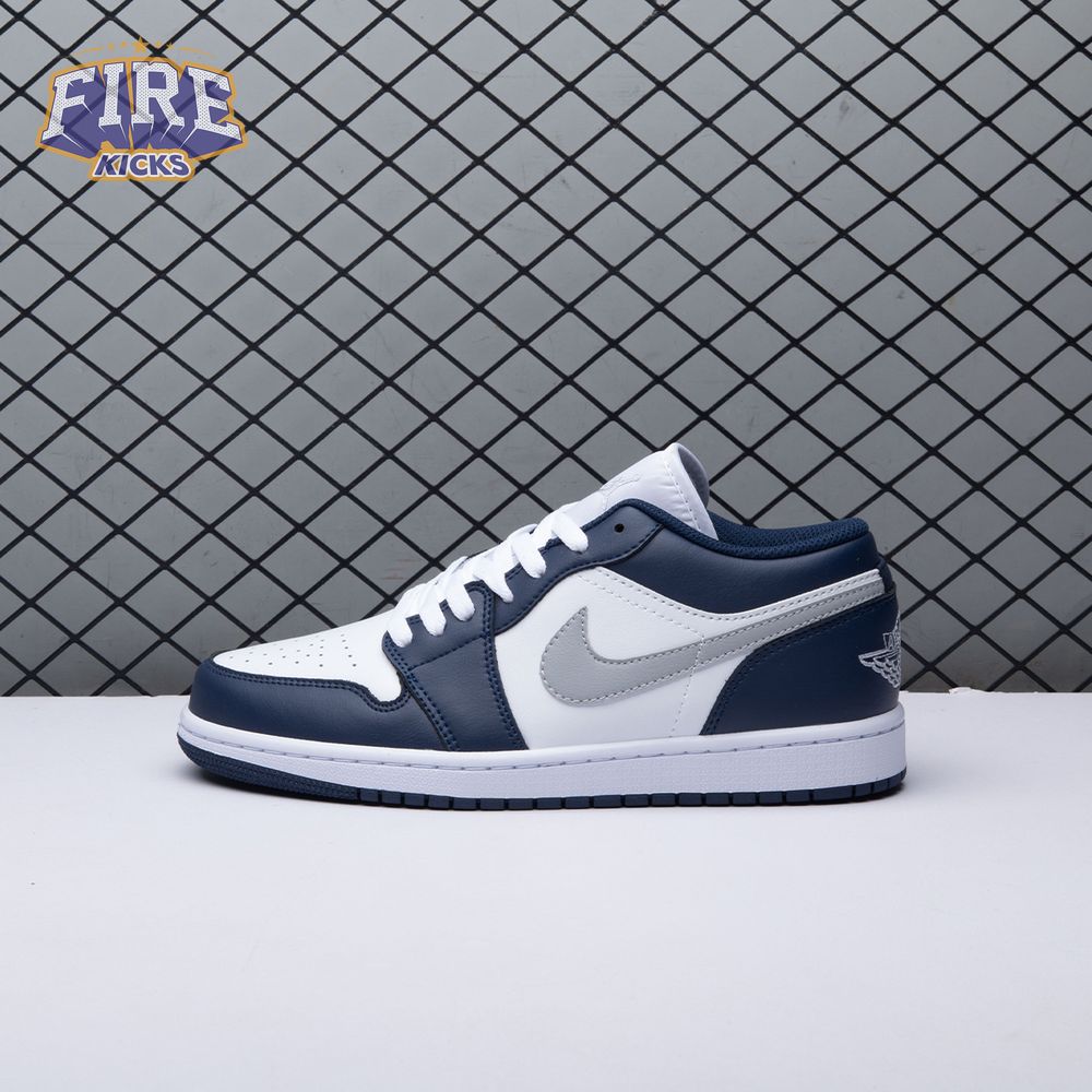 Jordan 1 Low Wolf Grey Midnight Navy 553558-141 Unisex