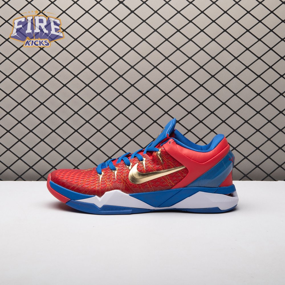 Nike Zoom Kobe 7 RLX Red Blue Metallic Gold 488371-406 Men's