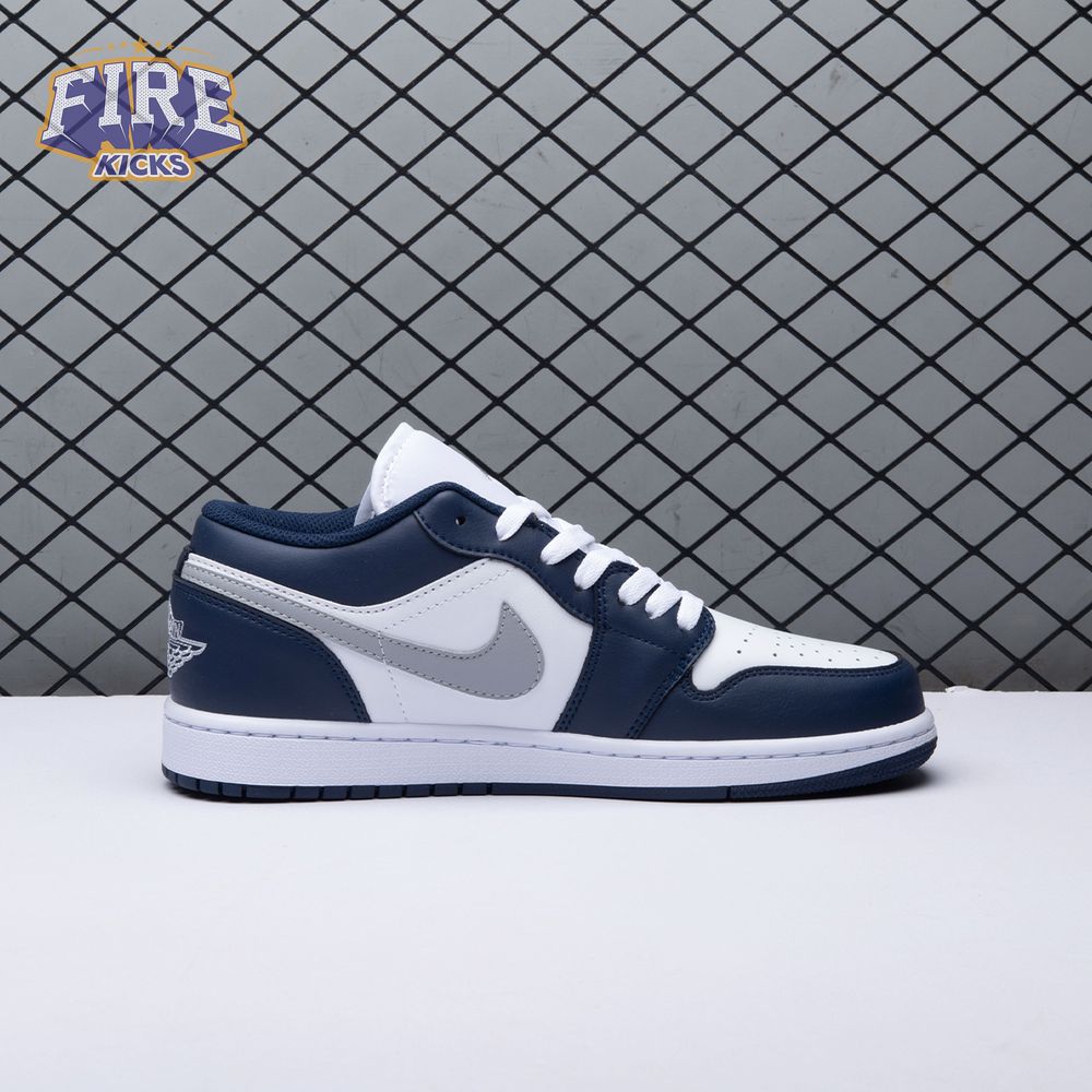 Jordan 1 Low Wolf Grey Midnight Navy 553558-141 Unisex