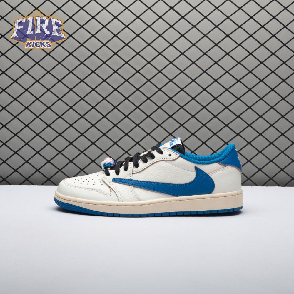 Jordan 1 Retro Low OG SP Fragment x Travis Scott Sail Military Blue DM7866-104 Unisex