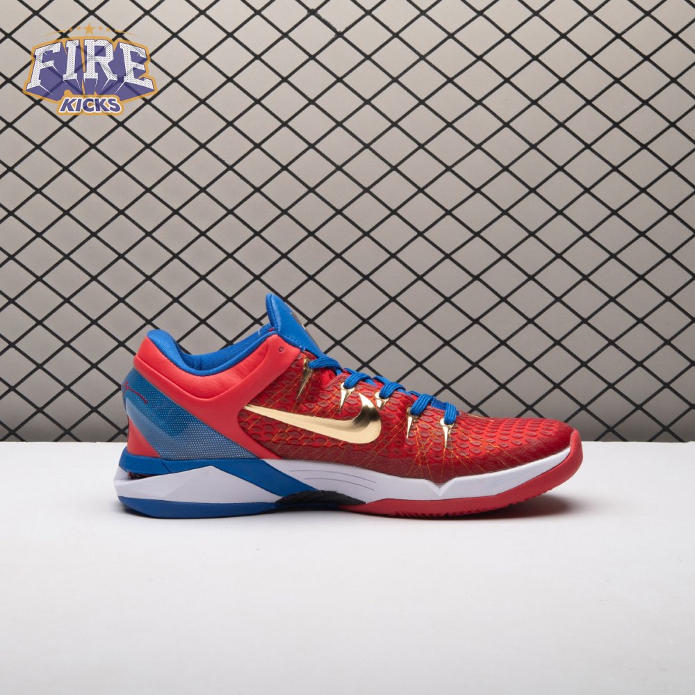 Nike Zoom Kobe 7 RLX Red Blue Metallic Gold 488371-406 Men's