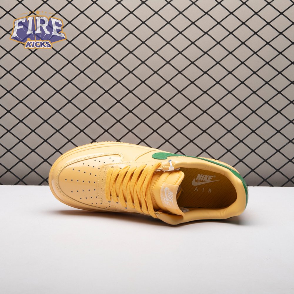 Nike Air Force 1 Low Patent Leather Topaz Gold Pine Green IO4489-700 Unisex