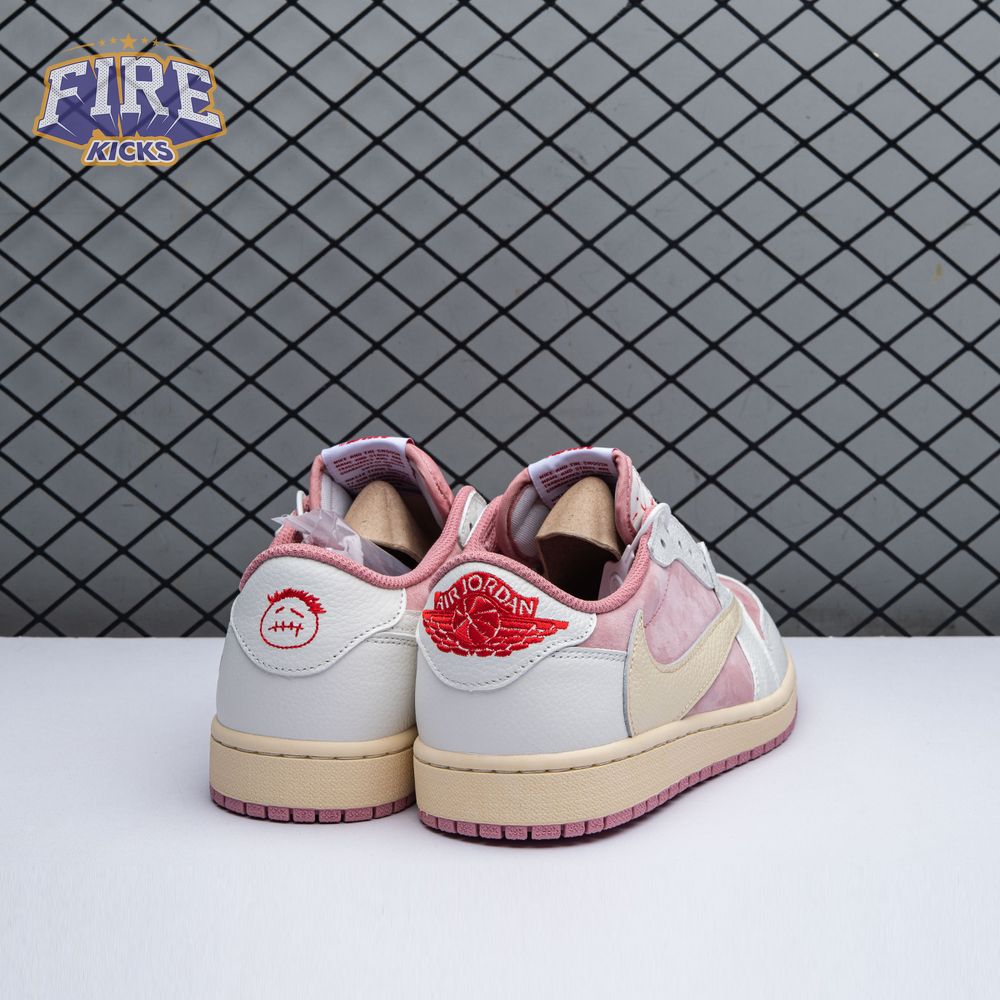 Travis Scott x Air Jordan 1 Low OG Pink Beige Red DM7866-600 Unisex