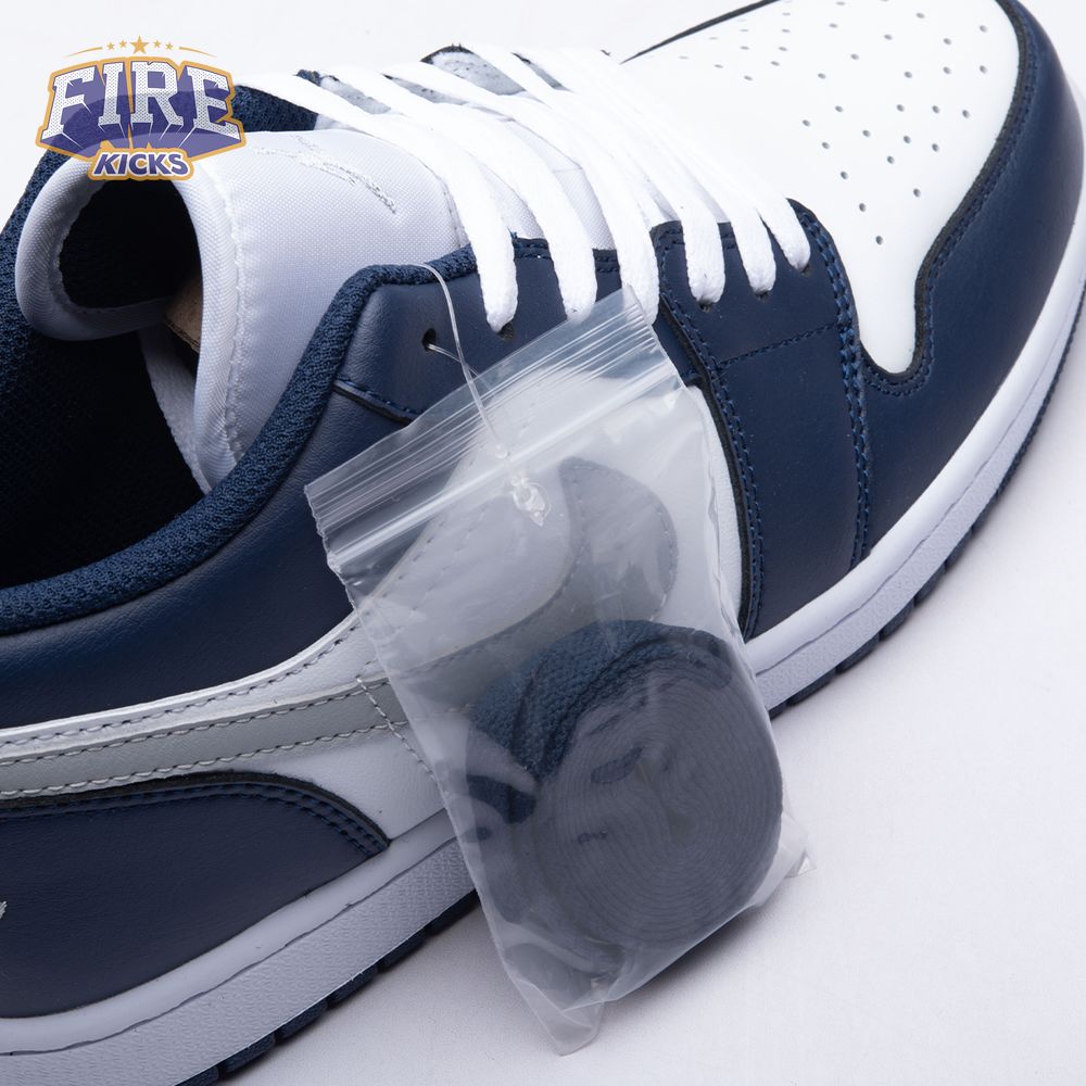 Jordan 1 Low Wolf Grey Midnight Navy 553558-141 Unisex
