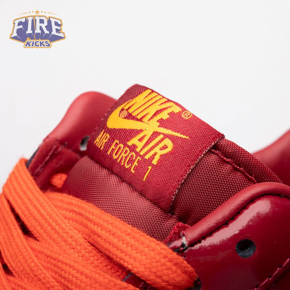 Nike Air Force 1 Low Patent Leather Dark Team Red Safety Orange IO4489-601 Unisex